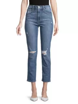 Джинсы Joe's Jeans рваные прямые до щиколотки с высокой посадкой, синий