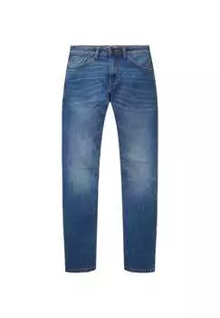 Джинсы Josh Regular Slim с логотипом и пятью карманами Tom Tailor, синий