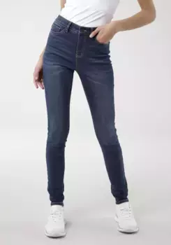 Джинсы KangaROOS с 5 карманами "SUPER SKINNY HIGH RISE", с эффектом поношенности, синий