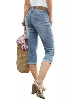 Джинсы-капри Aniston CASUAL, потертые, цвет Blue-Bleached