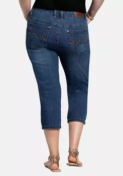 Джинсы-капри с эффектами поношенности sheego, цвет Blue Denim
