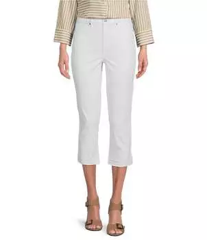 Джинсы-капри узкого кроя с высокой посадкой из эластичного денима NYDJ Chloe Capri, белый