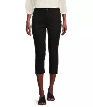 Джинсы-капри узкого кроя с высокой посадкой из эластичного денима NYDJ Chloe Capri, черный