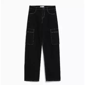 Джинсы Карго Bershka Straight, черный