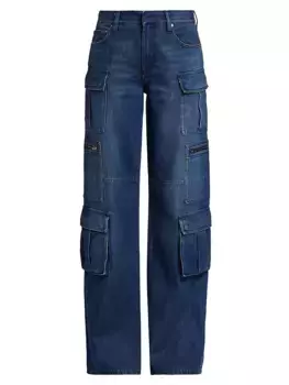 Джинсы-карго Cay Baggy Denim Alice + Olivia, цвет love train