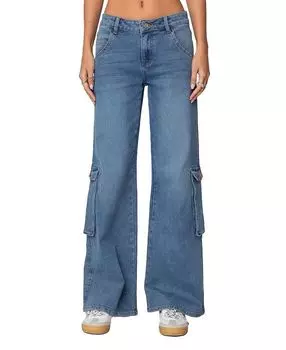 Джинсы карго Lunar Low Rise в синем цвете Edikted, синий