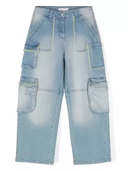 Джинсы карго с бахромой Monnalisa, синий