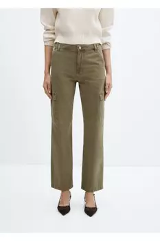 Джинсы-карго с карманами Mango, хаки