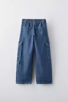 Джинсы карго с многокарманными комбинациями ZARA, синий