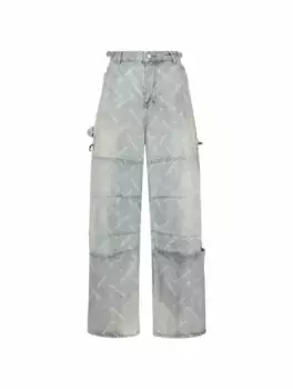 Джинсы карго с монограммой Bal Diagonal Allover Balenciaga, синий