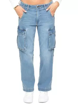 Джинсы карго с прямыми штанинами Enzo, голубой