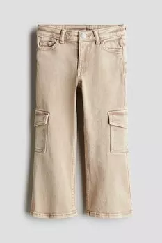 Джинсы карго с вырезом H&M, бежевый