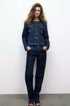 Джинсы-карго узкого кроя trf ZARA, темный индиго
