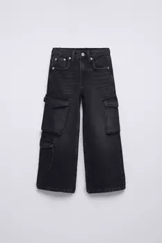 Джинсы карго ZARA, черный