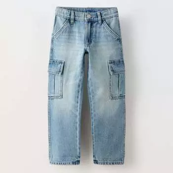 Джинсы карго Zara Straight Fit, голубой