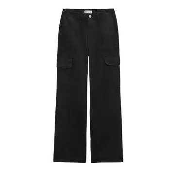 Джинсы-карго женские с высокой посадкой Zara Straight TRF, черный