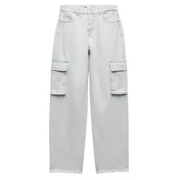 Джинсы-карго женские средней посадки Zara Z1975 Balloon, голубой