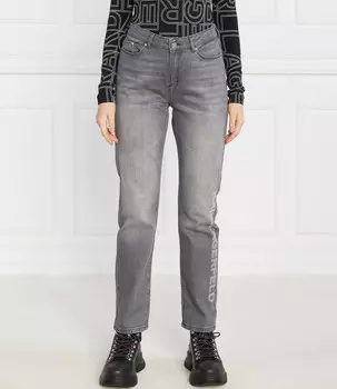 Джинсы Karl Lagerfeld rhinestone logo jeans Straight fit, серый