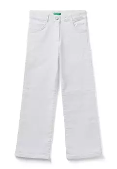 Джинсы-клеш 4 POCKET WITH EMBROIDERED LOGO ON BACK POCKET United Colors of Benetton, белый