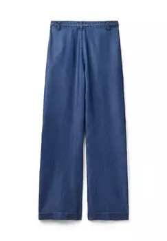 Джинсы-клеш Con Motivo Di Coulisse Che Parte Sotto Fluido Tasche All'Americana United Colors of Benetton, синие