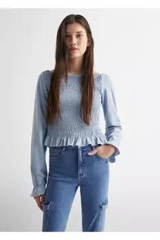 Джинсы-клеш карго Mango, темно-синий