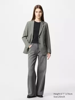 Джинсы-Клеш с драпировкой Uniqlo, цвет 06 серый