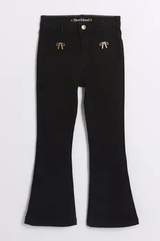 Джинсы клеш с карманами бантиками для девочек River Island, черный