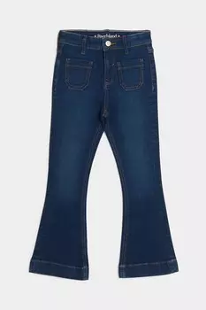 Джинсы клеш с карманами для девочек River Island, синий