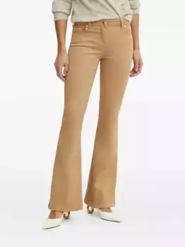 Джинсы-клеш с кожаными заплатками LUISA SPAGNOLI, коричневый