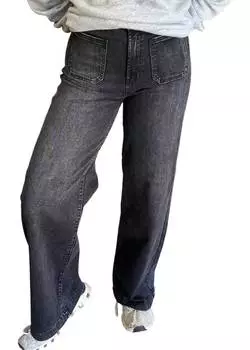 Джинсы клеш с мини-накладными карманами черного цвета JUST BLACK DENIM