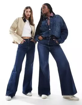 Джинсы-клеш с высокой посадкой и ребрами, средне-синего цвета Levi's