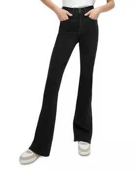 Джинсы-клеш с высокой посадкой Veronica Beard Beverly из потертого оникса, черный