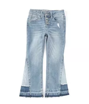 Джинсы-клеш с высокой талией для маленьких девочек 4–6X лет в стиле хиппи Hippie Girl, синий