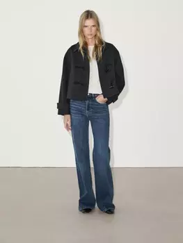 Джинсы клеш с высокой талией из хлопковой смеси Massimo Dutti, синий