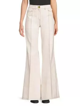 Джинсы-клеш со складками и высокой посадкой Giambattista Valli, белый