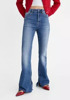 Джинсы-клеш Stradivarius, темно-синий деним