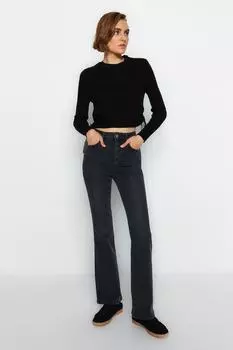 Джинсы-клеш Trendyol с высокой талией, черный