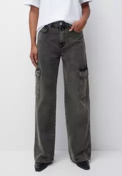Джинсы-клеш Wide Leg PULL&BEAR, цвет grey