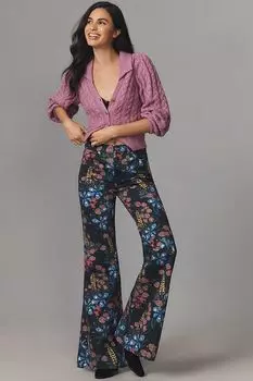 Джинсы-клеш Wrangler Wanderer с высокой посадкой, коллаж цветочный