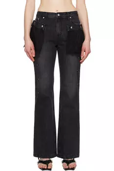 Джинсы-клёш с кружевными вставками Andersson Bell, черный