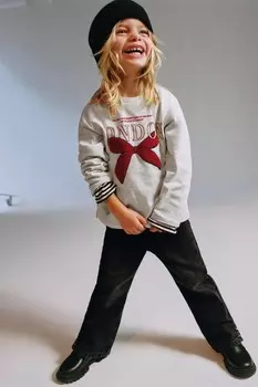 Джинсы-клёш с заклёпками ZARA, черный