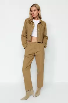 Джинсы - Коричневые - Прямые Trendyol, коричневый