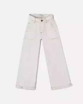 Джинсы-кюлоты для девочки с контрастной строчкой Silbon, белый