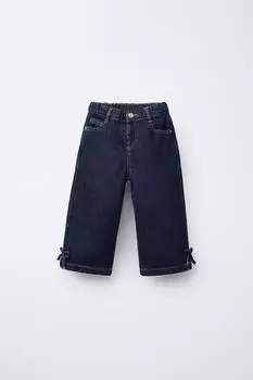 Джинсы-кюлоты с бантиками ZARA, синий