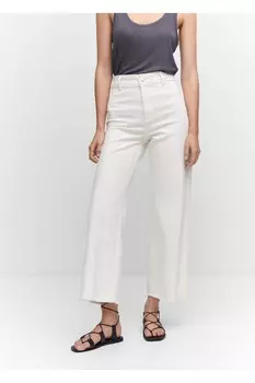 Джинсы-кюлоты с высокой талией Mango, белый