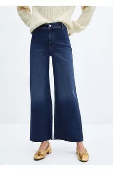 Джинсы-кюлоты с высокой талией Mango, синий