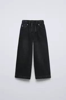 Джинсы-кюлоты с затяжкой ZARA, черный