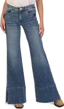 Джинсы KUT from the Kloth Goldie Mid Rise Super Flare-Wide Hem W/ Slit In Continued, цвет Continued