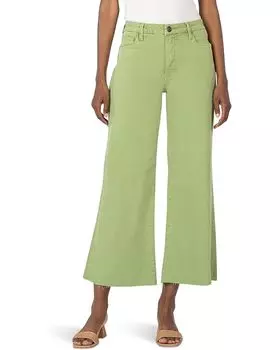 Джинсы KUT from the Kloth Meg High-Rise Fab Ab Wide Leg Raw Hem In Kiwi, цвет Kiwi