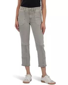 Джинсы KUT from the Kloth Reese High Rise Straight Leg With Porck Chop Pocket, цвет Army Green